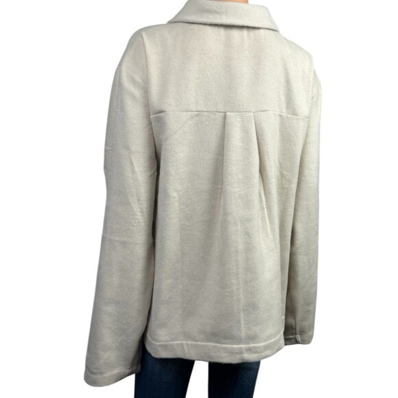 Banana Republic Womans  XXL Cream White Jacket Coat Snap Front Collar Pockets - Picture 3 of 10